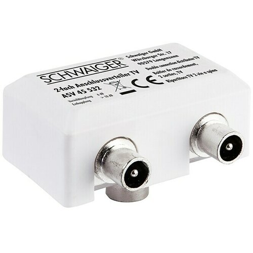 SCHWAIGER Razdjelnik za antenu (2-struko, 1 x IEC utičnica, 2 x IEC utikača, 5 - 1.000 MHz, 6 dB) Slike