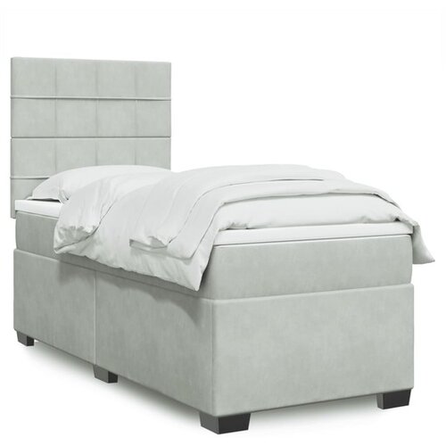 vidaXL Box spring postelja z vzmetnico svetlo siva 80x200 cm žamet Cene