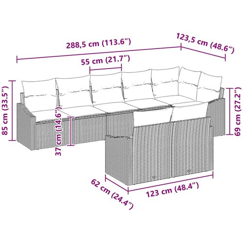  Set sofe 8 kom. Crna poliratan 288,5 x 123,5 x 85 cm Slike
