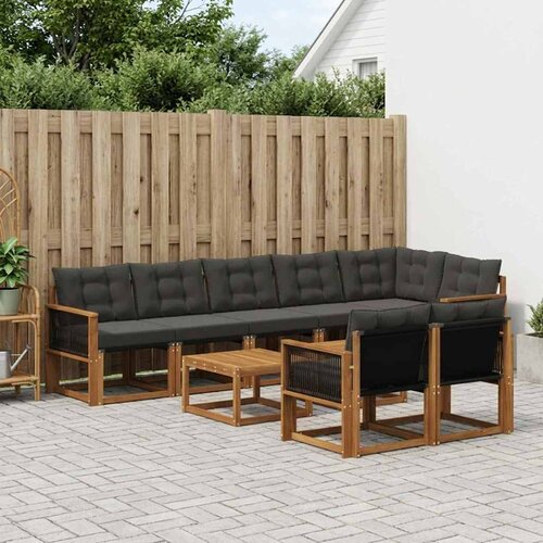  Set vanjskih sofa 9 kom. Prirodna i crna Cijene