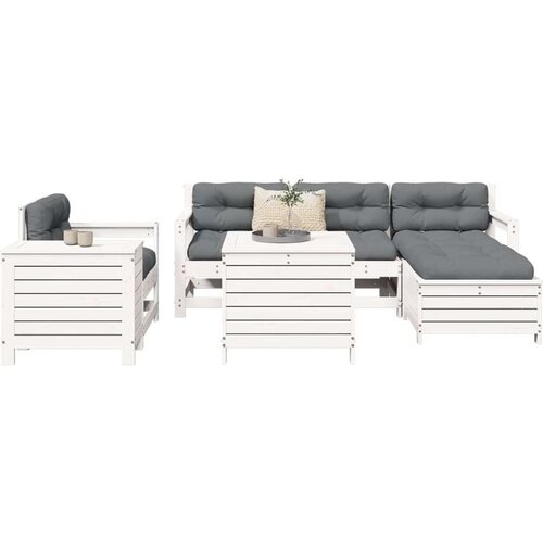  7-dijelni set vrtnih sofa bijeli od masivne borovine Cijene