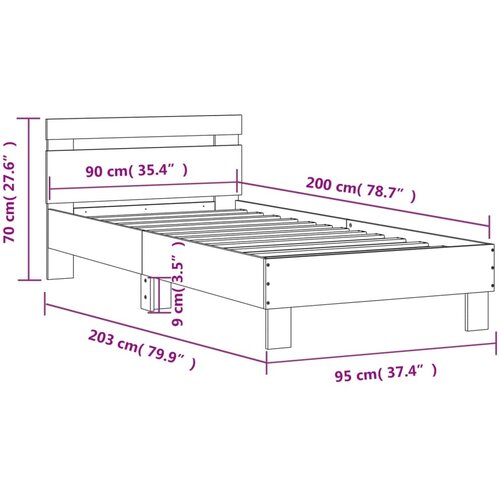  Okvir za krevet s uzglavljem boja hrasta 90x200 cm drveni Slike