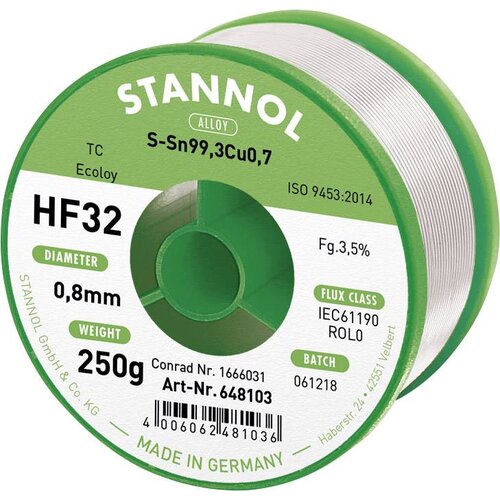 Stannol HF32 3\,5% 0\,8MM SN99CU0\,7 CD 250G spajkalna žica\, neosvinčena neosvinčeni Sn99\,3Cu0\,7 ROL0 250 g 0.8 mm, (20395398) Cene