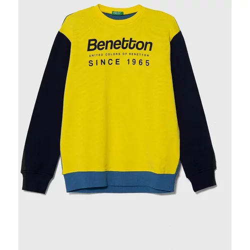 United Colors Of Benetton Otroški bombažen pulover rumena barva