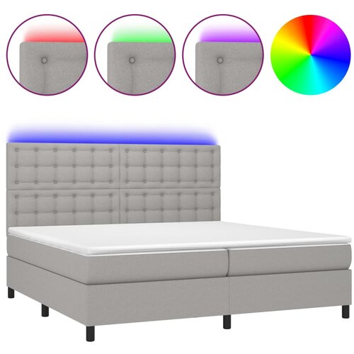 Maison Chic Box spring postelja - Vzmetna postelja z vzmetnico LED sv. siva 200x200 cm blago SL9686, (21902720) Cene