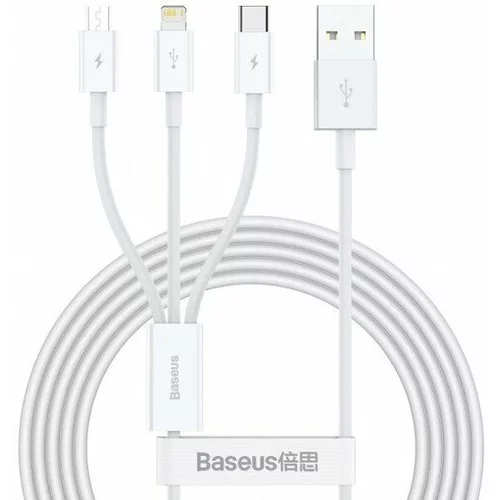 Baseus Camltys-02 podatkovni kabel 3v1 - lightning, micro usb, type c - bel