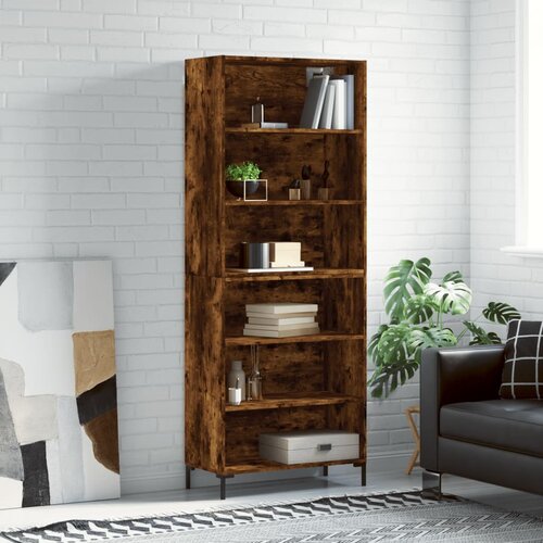 VidaXL Visoka komoda dimljen hrast 69,5x32,5x180 cm inženirski les Slike