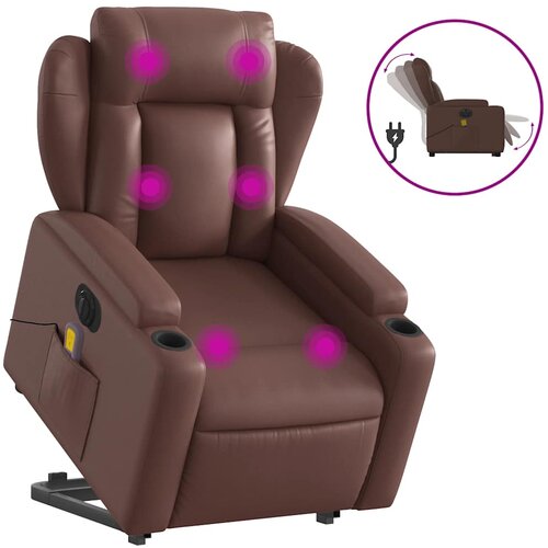 Maison Chic Električni masažni stol - Relax naslanjač s funkcijo vstajanja rjavo umetno usnje, (22042603) Slike