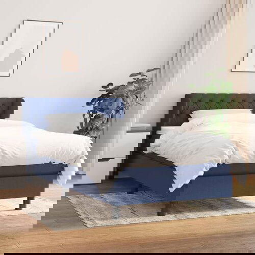 vidaXL Krevet s oprugama i madracem plavi 100 x 200 cm od tkanine Cijene