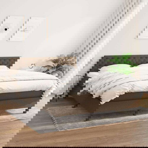  Box spring postelja z vzmetnico temno rjav 140x190 cm Slike