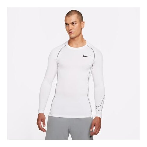 Nike Pro Dri-FIT Slim-Fit LS Shirt, White/Black - XXL, (20489633) Cene
