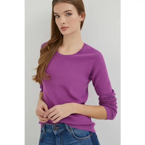 United Colors Of Benetton Bombažen pulover vijolična barva