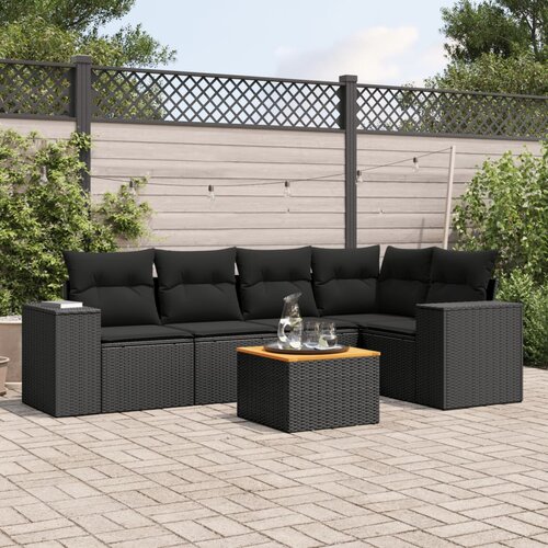  6-dijelni set vrtnih sofa s jastucima crni od poliratana Cijene