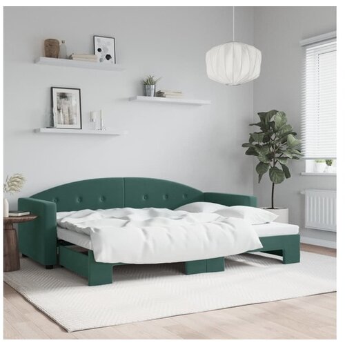 vidaXL Izvlečna dnevna postelja temno zelena 80x200 cm žamet Cene