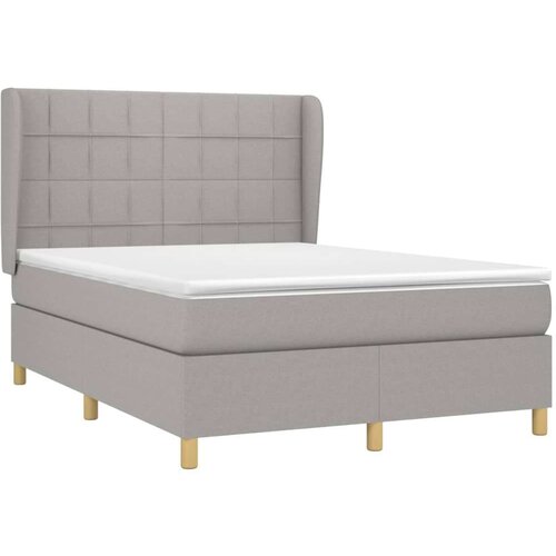  Krevet box spring s madracem svjetlosivi 140x200 cm od tkanine Slike