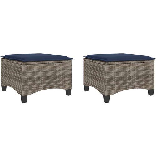 VidaXL Vrtni tabure s jastucima 2 kom sivi 55x55x36 cm poliratan Slike