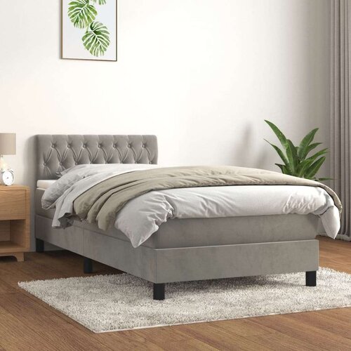Box spring postelja z vzmetnico svetlo siv 90x190 cm žamet, (20901293) Slike