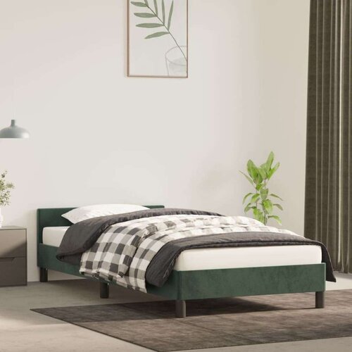  Za krevet s uzglavljem tamnozeleni 90x190 cm bar&amp;scaron;unasti Slike