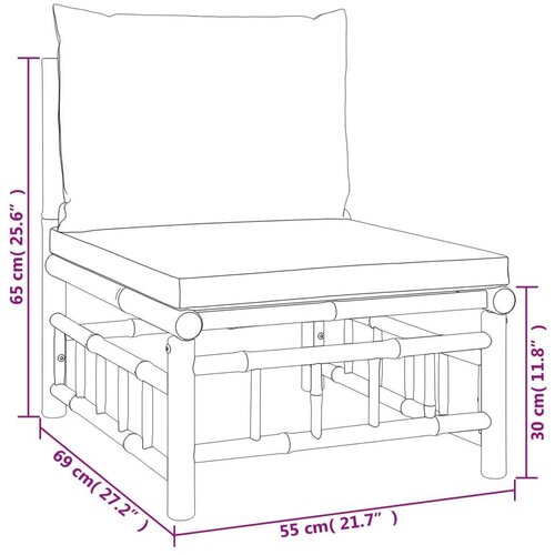  6-dijelna vrtna garnitura od bambusa s tamnosivim jastucima Cene