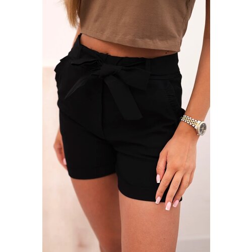 Kesi Włoski Women&amp;#039;s shorts with bow and frills black Slike