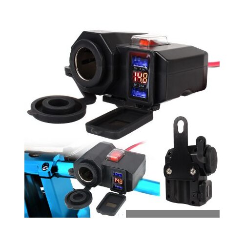VERK_GROUP Avto vtičnica 12-24V za motorje 2x USB 2,1A in merilec napetosti, (20394869) Cene