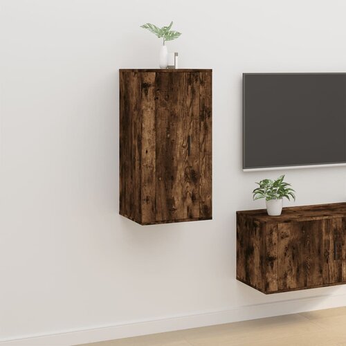 VidaXL Stenska TV omarica dimljen hrast 40x34,5x80 cm Slike