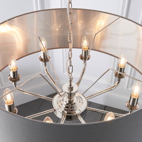  Endon 94415 - Luster na lancu HIGHCLERE 8xE14/40W/230V siva/sjajni hrom Slike