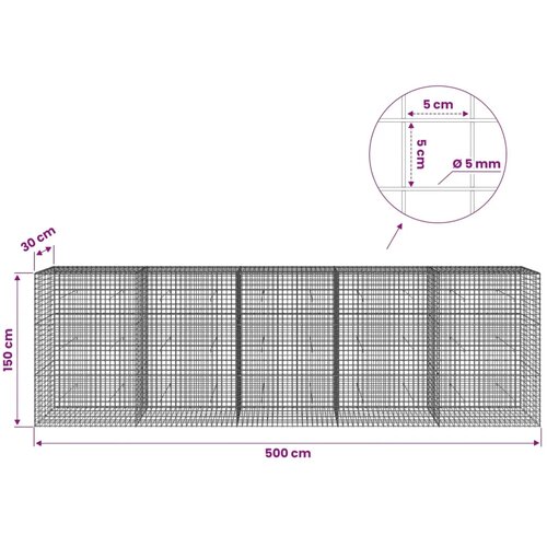  Gabion s žicom debljine 5 mm i mrežom 5x5 cm 500x30x150 cm - 30 cm 150 cm 500 cm Slike