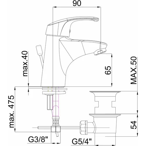  enoročna armatura za umivalnik Project + zgornji del sifona (42800024)