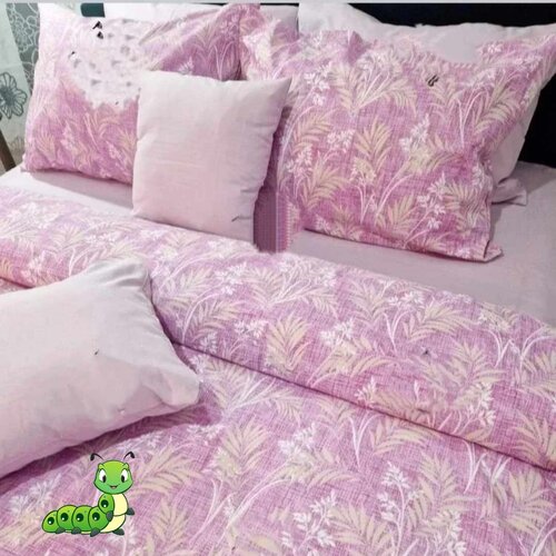 Gusenica posteljina lavanda boje sa krem liskama - 200x215 Cene