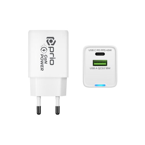 Prio Polnilec / adapter USB-A / USB-C, GaN, PD, 45W Slike
