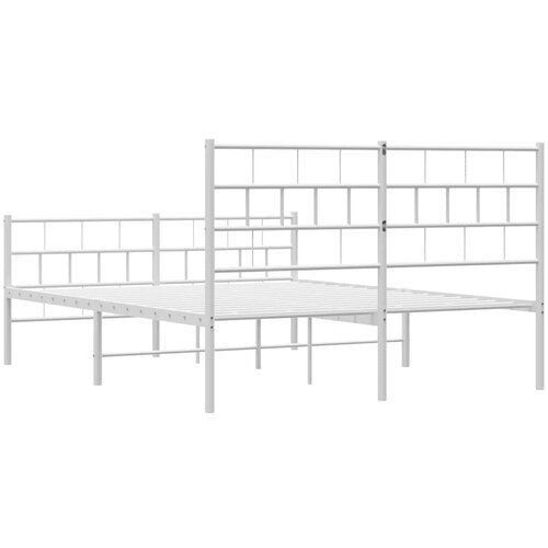  Metalni okvir kreveta uzglavlje i podnožje bijeli 150 x 200 cm Slike