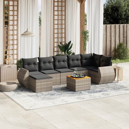 vidaXL 8-dijelni set vrtnih sofa od poliratana s jastucima sivi Cijene