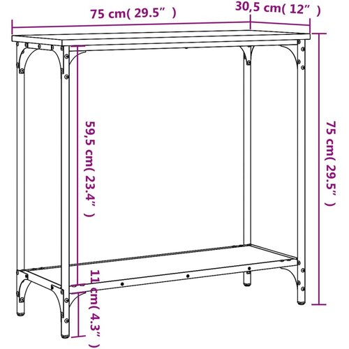  Konzolni stol siva boja hrasta 75x30,5x75 cm konstruirano drvo Slike