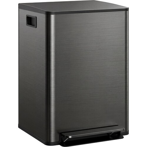 HOMCOM ko&scaron; za smeti nerjaveče jeklo, plastika 47,7D x 37,5&Scaron; x 66,8V cm črno, (5000241929) Cene