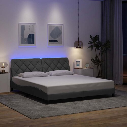 VidaXL Posteljni okvir z LED brez vzmetnice svetlo siv 180x200 cm Slike