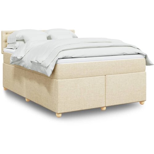VidaXL Krevet s oprugama i madracem krem 140x200 cm od tkanine Slike