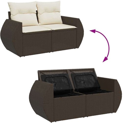 vidaXL 8-dijelni set vrtnih sofa s jastucima smeđi od poliratana Cijene
