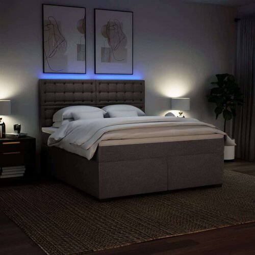 VidaXL Krevet s oprugama i madracem smeđesivi 180x200 cm tkanina Slike