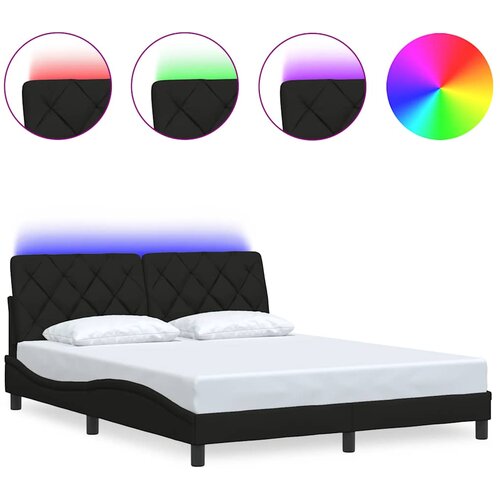Maison Chic Posteljni okvir - Dvoposteljna postelja - Zakonska postelja z LED brez vzmetnice črn 160x200 cm blago, (21695736) Cene