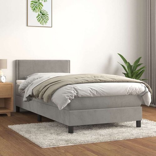 Box spring postelja z vzmetnico svetlo siva 90x200 cm žamet, (20725460) Slike