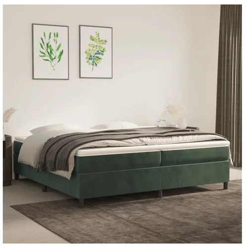  Box spring posteljni okvir temno zelen 200x200 cm žamet