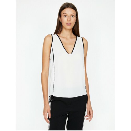 Koton Women&amp;#039;s Ecru Piping Detailed Singlet Slike