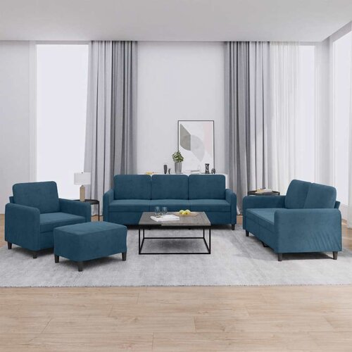  4-dijelna sofa garnitura plavi bar&amp;scaron;un Slike