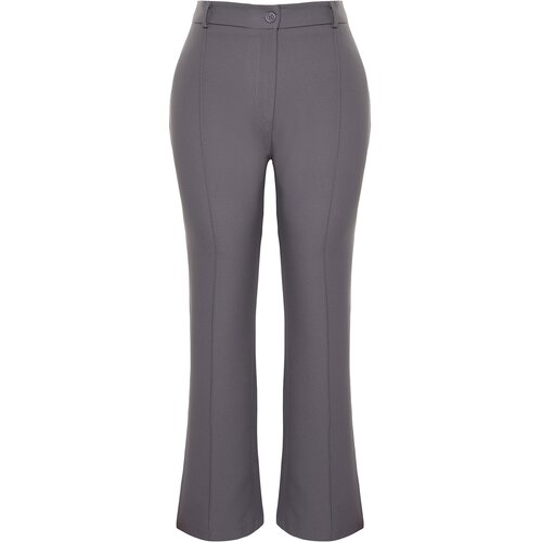 Trendyol Curve Gray High Waist Wide Cut Woven Trousers Cene