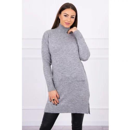 Kesi Sweater with stand-up collar gray