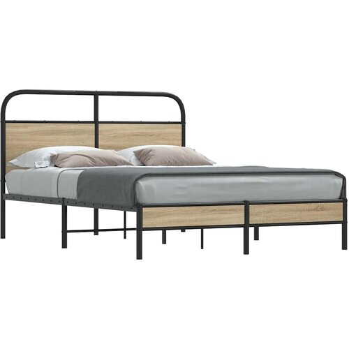 VidaXL Posteljni okvir brez vzmetnice 140x190 cm dim. hrast inž. les Slike