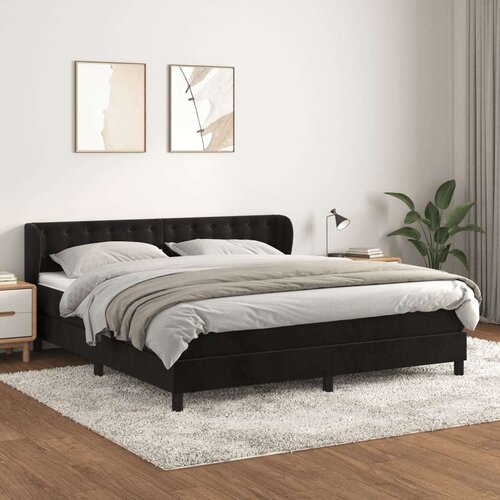VidaXL Krevet s oprugama i madracem crni 180x200 cm bar&amp;scaron;unasti Slike