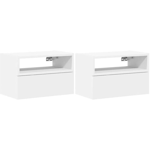 Maison Chic Stenski Dvo delni komplet Nočne omarice - Nočne mize bela 45x26x28,5 cm, (21688648) Slike