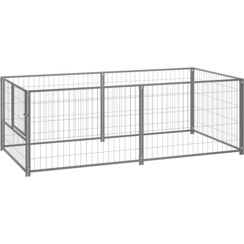 VidaXL Pasji boks srebrn 200x100x70 cm jeklo Slike